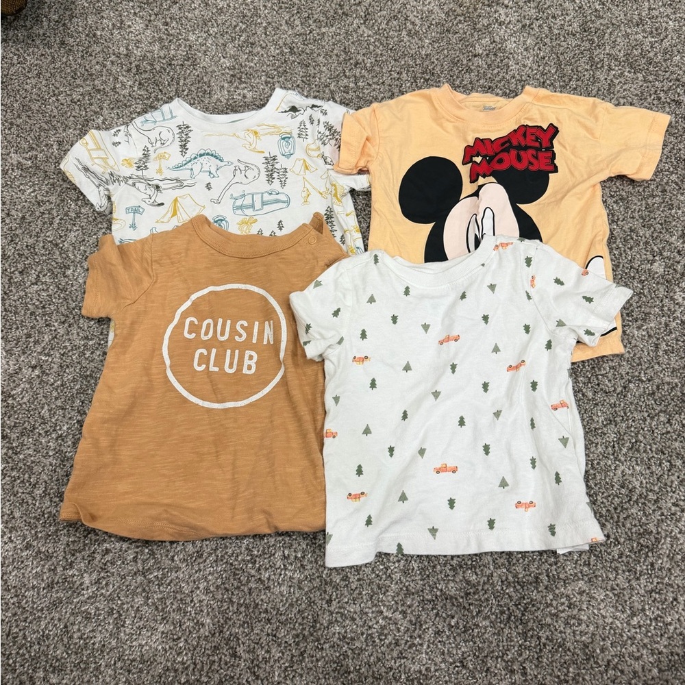 Disney Short Sleeve Kids Tee Pack with Yellow Mickey & Neutral Prints